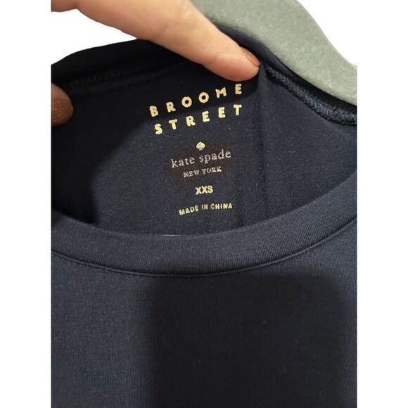 Kate Spade Broome Street Star Print Short Sleeve Peplum Top Blouse Blue 2XS - Picture 8 of 10